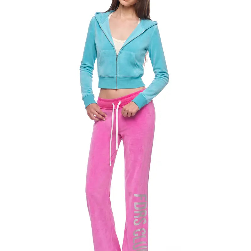 FDR Women's Candy Color Long Sleeve Top, Tank Top, and Low Rise Flare Pants Three-Piece Set - Fitted Y2K Casual Outfit