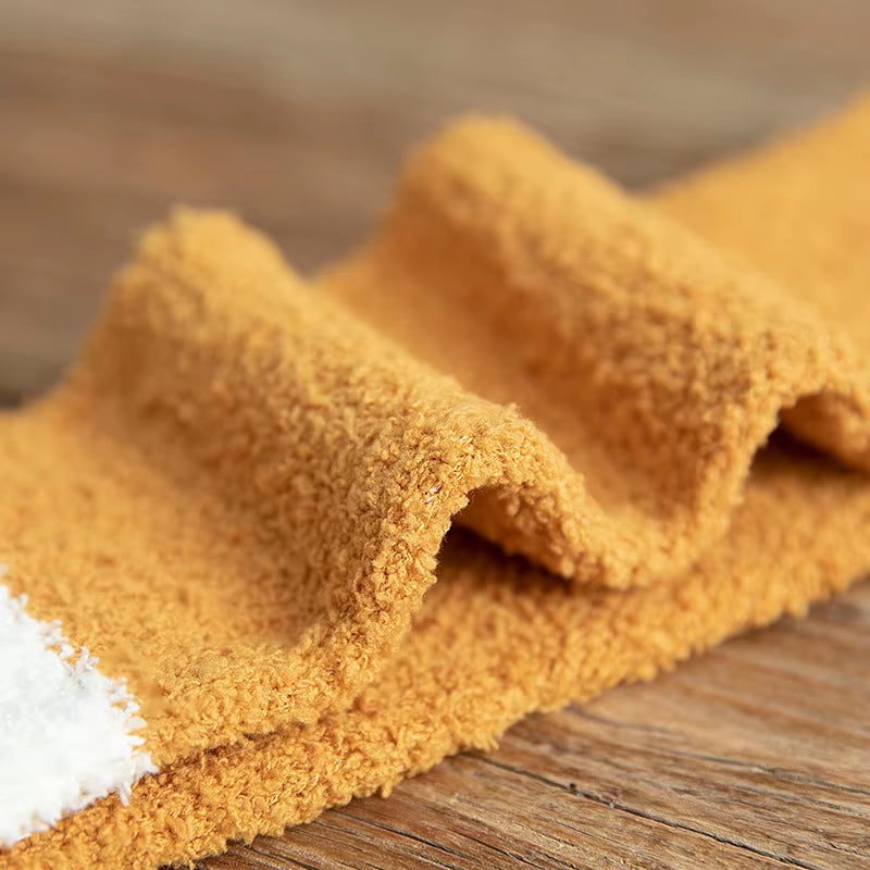 Cat-Paw Coral Velvet Sleep Socks – Soft Thick Cozy Floor Socks