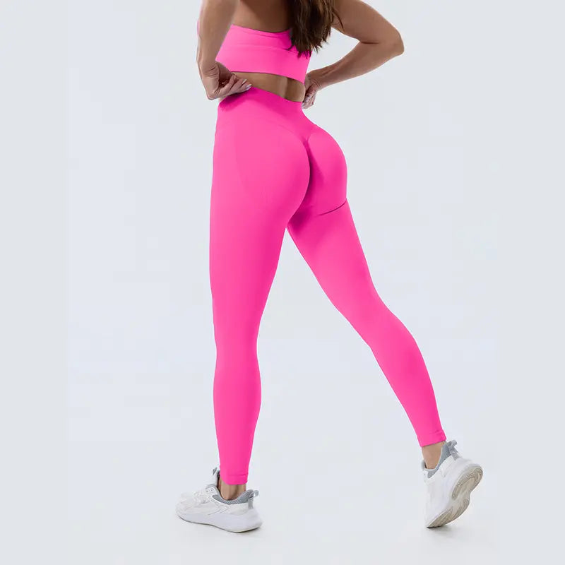 Coral Canton High-Waisted Seamless Sports Leggings for Women with Tummy Control and Compression - Scrunch Butt Design, No Front Seam, Buttery Soft Yoga and Gym Leggings for Sculpting Fit in All Seasons