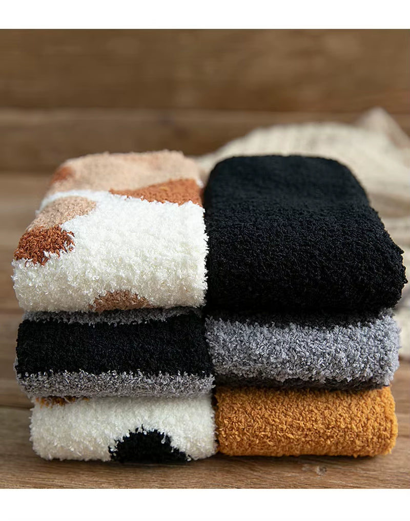 Cat-Paw Coral Velvet Sleep Socks – Soft Thick Cozy Floor Socks
