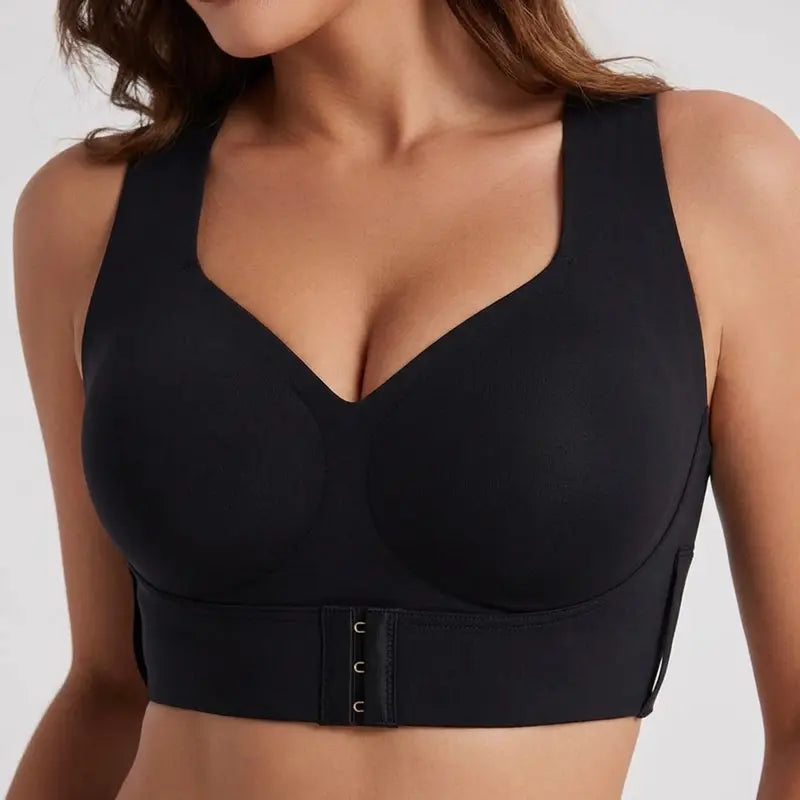 Women's Wire-Free Posture Support Sports Bra - Animal Print V-Neck, Breathable Mesh, Removable Pads, Gentle Support, Machine Washable, Comfortable Unlined Bralette for Yoga and Gym