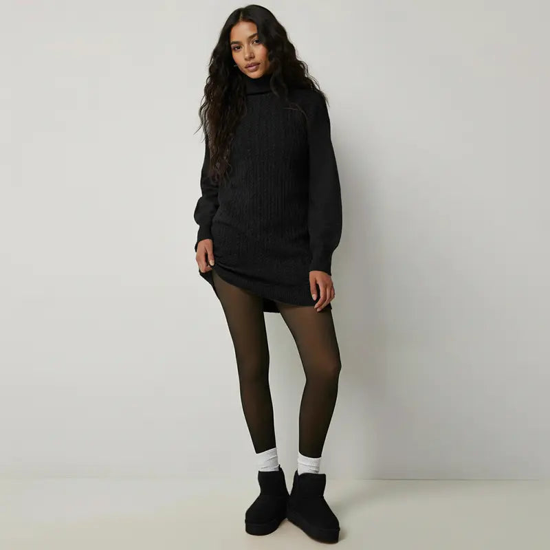 Katch Me Chic Women's Fleece-Lined Thermal Tights - Trendy High-Waisted Stretchy Pantyhose for Versatile Streetwear