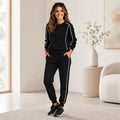 Women's Casual 2-Piece Athleisure Set - Soft Knit Long-Sleeve Pullover and Athletic Pants, Machine Washable Coordinated Outfit for Workouts and Travel