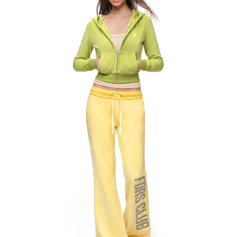 FDR Women's Candy Color Long Sleeve Top, Tank Top, and Low Rise Flare Pants Three-Piece Set - Fitted Y2K Casual Outfit
