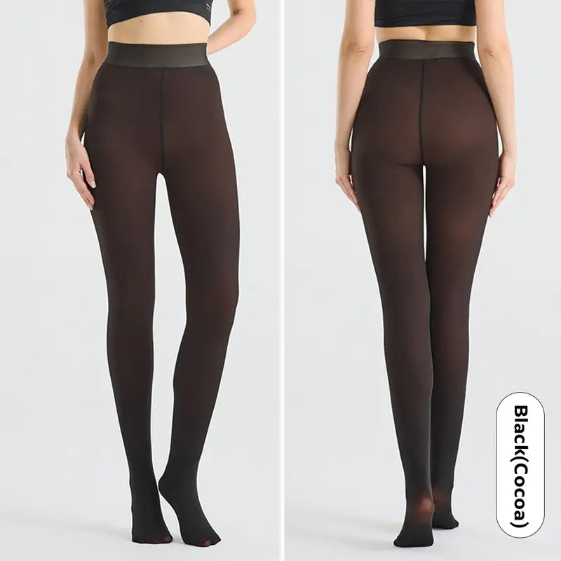 Katch Me Chic Women's Fleece-Lined Thermal Tights - Trendy High-Waisted Stretchy Pantyhose for Versatile Streetwear