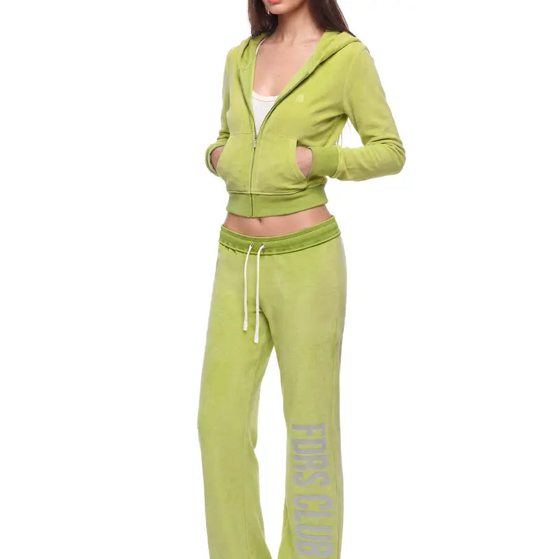 FDR Women's Candy Color Long Sleeve Top, Tank Top, and Low Rise Flare Pants Three-Piece Set - Fitted Y2K Casual Outfit