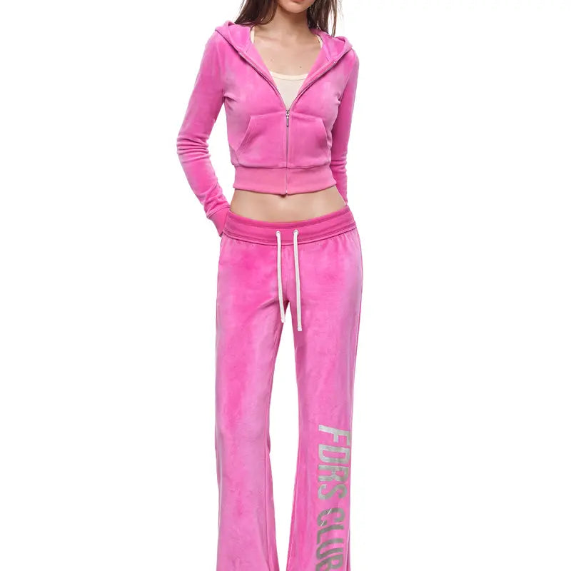 FDR Women's Candy Color Long Sleeve Top, Tank Top, and Low Rise Flare Pants Three-Piece Set - Fitted Y2K Casual Outfit