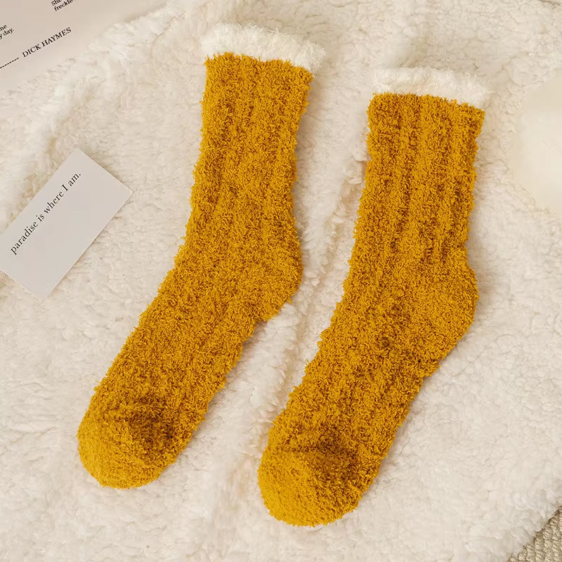 Cat-Paw Coral Velvet Sleep Socks – Soft Thick Cozy Floor Socks