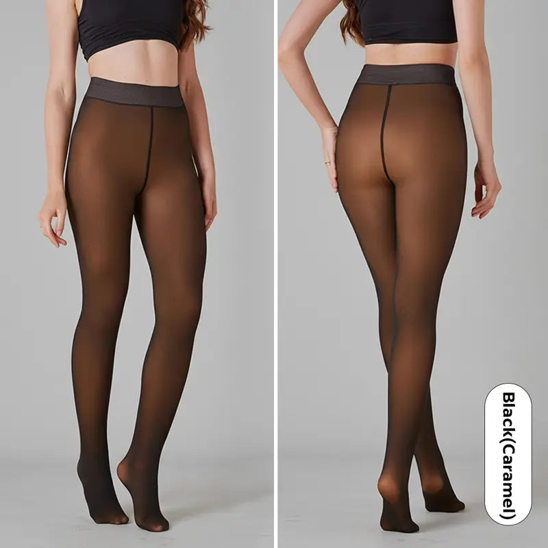 Katch Me Chic Women's Fleece-Lined Thermal Tights - Trendy High-Waisted Stretchy Pantyhose for Versatile Streetwear