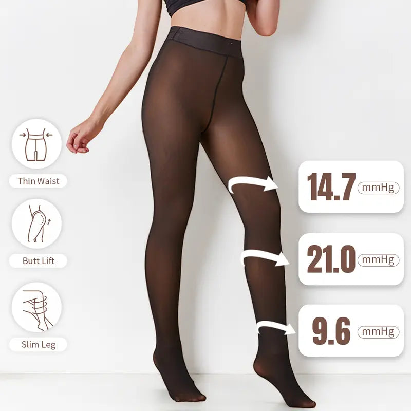 Katch Me Chic Women's Fleece-Lined Thermal Tights - Trendy High-Waisted Stretchy Pantyhose for Versatile Streetwear