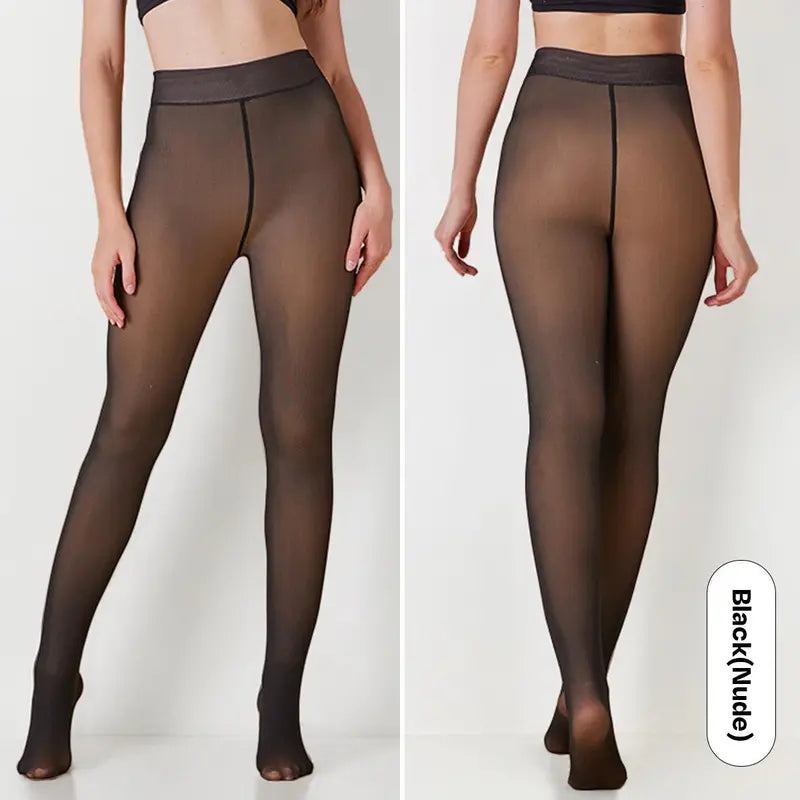 Katch Me Chic Women's Fleece-Lined Thermal Tights - Trendy High-Waisted Stretchy Pantyhose for Versatile Streetwear
