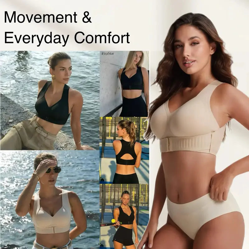 Women's Wire-Free Posture Support Sports Bra - Animal Print V-Neck, Breathable Mesh, Removable Pads, Gentle Support, Machine Washable, Comfortable Unlined Bralette for Yoga and Gym