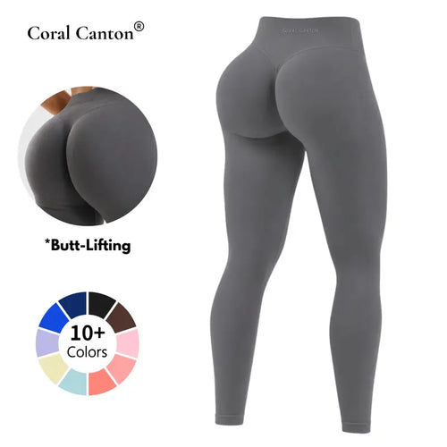 Coral Canton High-Waisted Seamless Sports Leggings for Women with Tummy Control and Compression - Scrunch Butt Design, No Front Seam, Buttery Soft Yoga and Gym Leggings for Sculpting Fit in All Seasons